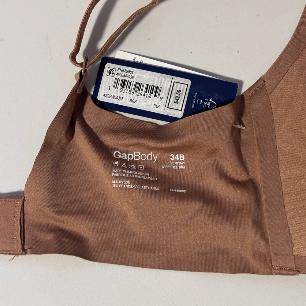 GAP GapBody Women's Size 34B Dark Beige Everyday Essentials Wireless Bra NWT - Picture 6 of 6